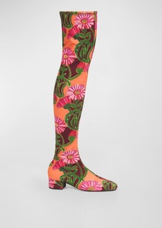 La Doublej Stretch Floral Over-The-Knee Boots
