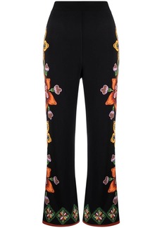 La Doublej Stretch floral-print straight trousers
