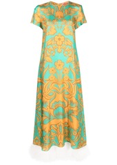 La Doublej Swing floral-print trimmed dress