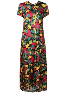 La Doublej Swing floral-print silk midi dress