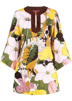 La Doublej The Kaftan Mini floral-print dress