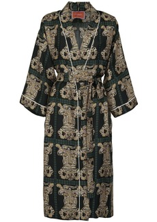 La Doublej tiger-print silk robe
