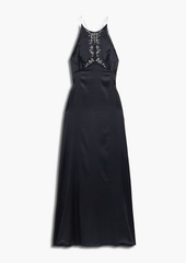 La Perla - Embroidered silk-blend satin nightdress - Black - 2