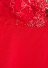 La Perla - Lace-paneled stretch-silk chemise - Red - L