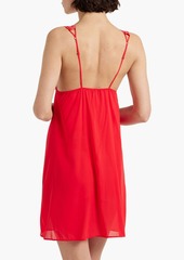 La Perla - Lace-paneled stretch-silk chemise - Red - L
