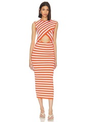 L'Academie Tina Striped Midi Dress