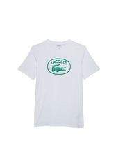 Lacoste Crew Neck Cotton T-Shirt with Croc Print Graphic (Big Kids)