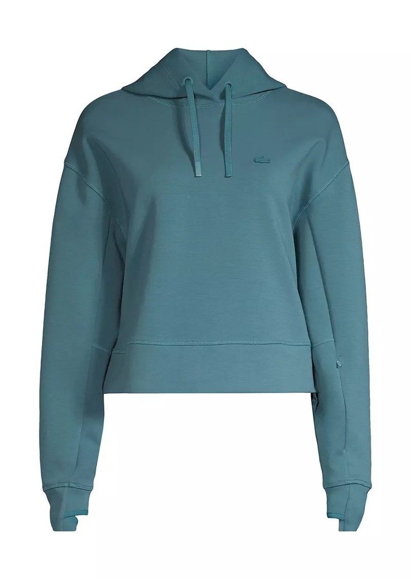 Lacoste Cropped Double-Fleece Hoodie