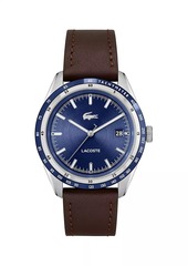 Lacoste Everett Stainless Steel & Leather Strap Watch/40MM