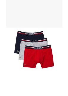 Lacoste - Mens Boxer Briefs Pack 3 French Flag Iconic Lifestyle Size:  Color: Navy Blue/Silver Chine-Re