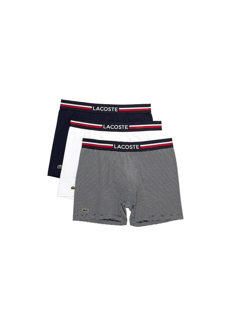Lacoste Mens Long Stretch Cotton Jersey 3-pack Boxer Briefs   US