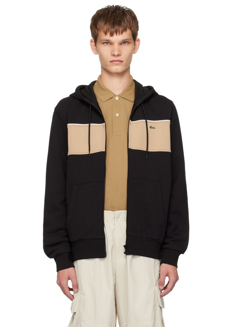 Lacoste Black Zip-Up Colorblock Hoodie