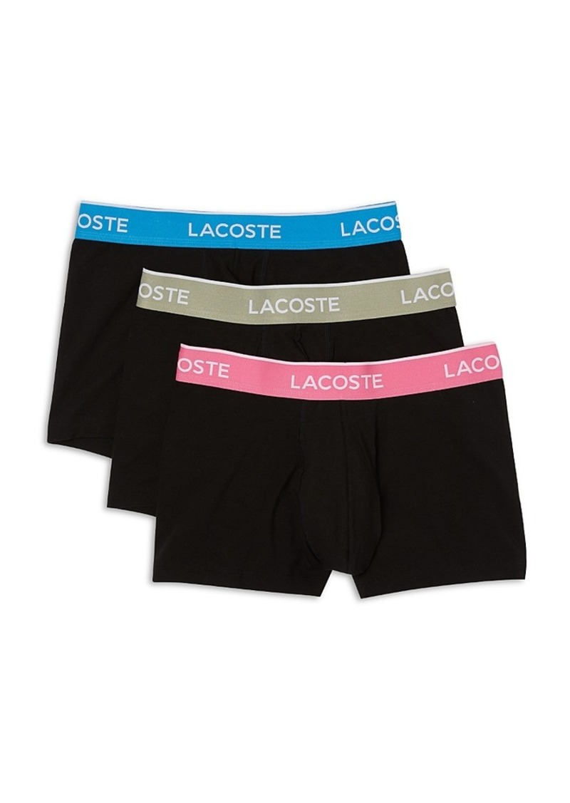 Lacoste Cotton Stretch Contrast Logo Waistband Trunks, Pack of 3