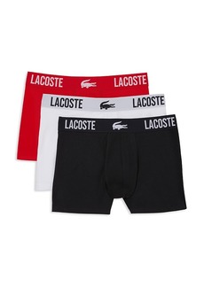 Lacoste Cotton Stretch Jersey Logo Waistband Trunks, Pack of 3