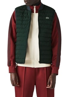 Lacoste Crinkled Water Resistant Quilted Packable Vest in Sinople at Nordstrom