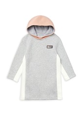 Lacoste Girls' Cotton Blend Color Blocked Hooded Fleece Dress - Little Kid, Big Kid