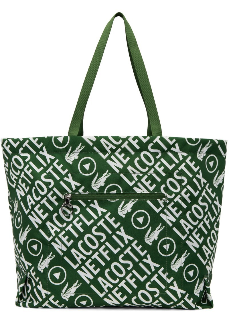 Lacoste Green Netflix Edition Contrast Print Tote