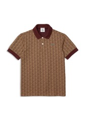 Lacoste L!VE Monogram Logo Print Classic Fit Polo Shirt 