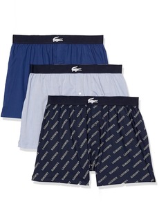 Lacoste mens 3-pack Authentics All Over Print Woven Boxer Shorts   US