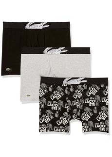 Lacoste mens 3-pack Casual Cotton Stretch All Over Lacoste Boxer Briefs   US