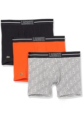 Lacoste Men's 3-Pack Cotton Stretch Boxer Brief Silver Chine/Graphite SOM