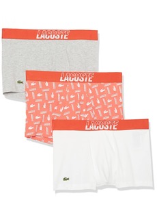 Lacoste Men's 3-Pack Regular Fit Boxer Shorts Watermelon/Silver Chine-W
