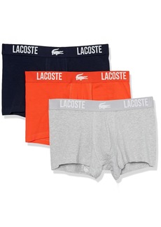 Lacoste Men's 3-Pack Regular Fit Boxers Silver Chine/Navy Blue-SU
