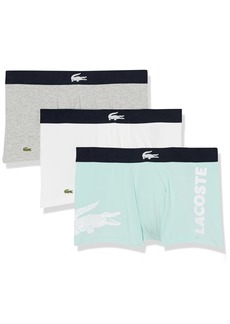 Lacoste Men's 3-Pack Regular Fit Trunk Boxer ICE Floe/Silver Chine-WHI