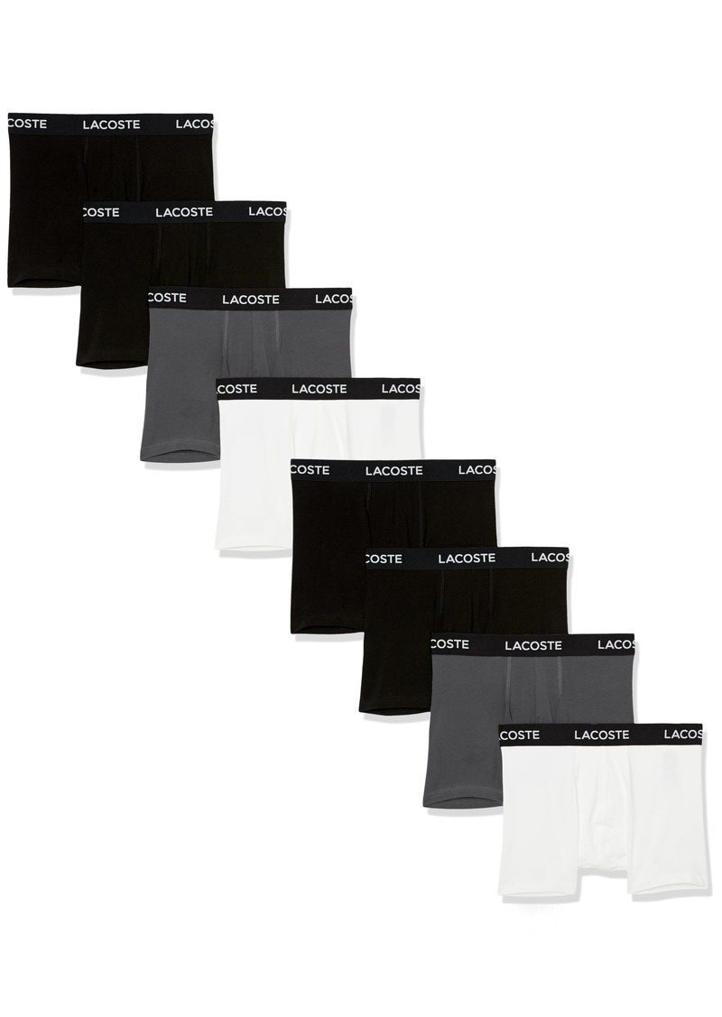 Lacoste Men's 7-Pack Cotton Stretch Boxer Brief Black/White-Font
