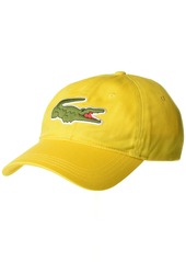 Lacoste Men's Big Croc Twill Adjustable Leather Strap Hat CORNMEAL Yellow ONE