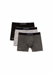 Lacoste Men's Casual All Over Croc 3 Pack Cotton Stretch Boxer Briefs  3 Count(Pack of 1)