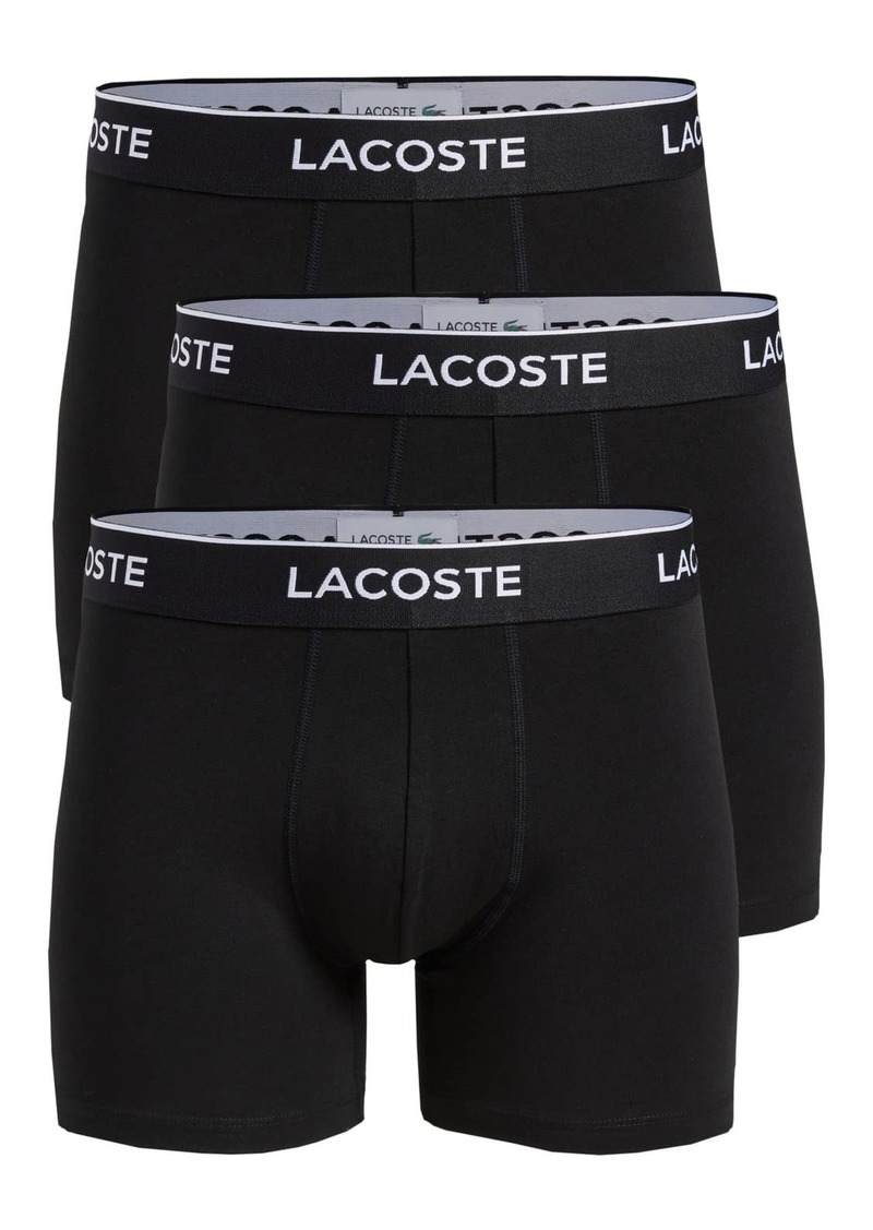 Lacoste mens Casual Classic 3 Pack Cotton Stretch Boxer Briefs   US