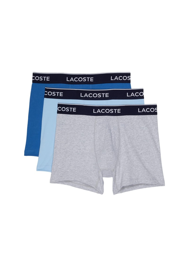 Lacoste Men's Casual Classic 3 Pack Cotton Stretch Boxer Briefs Vaporous/Overview-Silver Chine XL