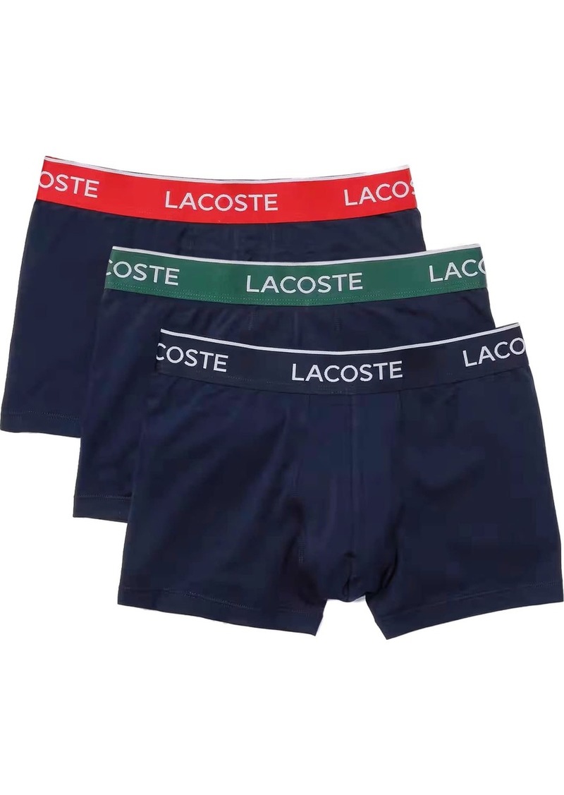 Lacoste mens Casual Classic 3 Pack Cotton Stretch Colorful Waistband Boxer Briefs   US