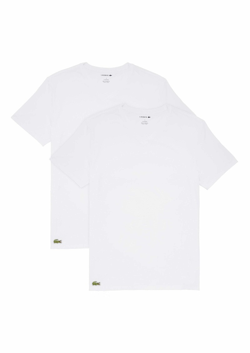 Lacoste mens Casual Classic Cotton Stretch 2 Pack V-neck T-shirts Base Layer   US