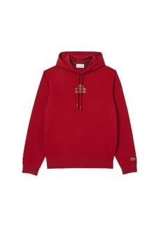 Lacoste Men's Classic FIT Long Sleeve Hooded Sweatshirt W/ Croc Graphic ON The Chest & Adjustable Neck ORA