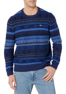 Lacoste Men's Crew Neck Jacquard Fair Isle Sweater