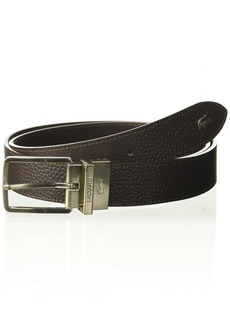 Lacoste Men's Engraved-Bucke Reversible Pebble Leather Belt