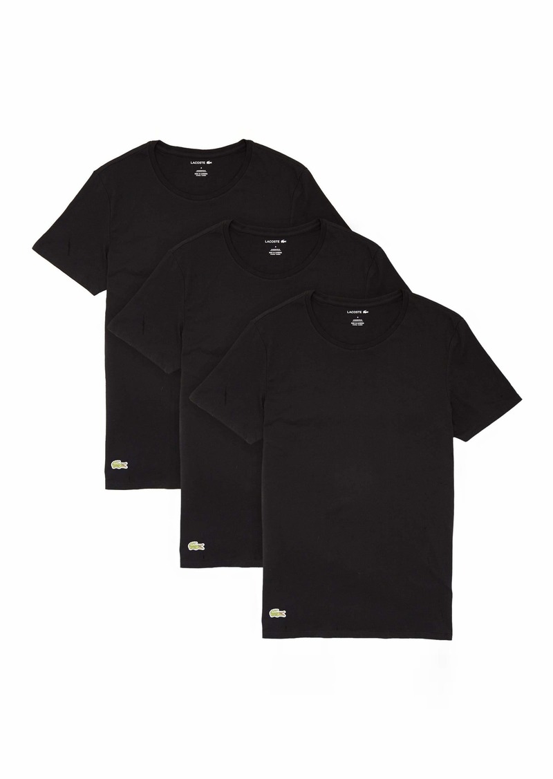 Lacoste Men's Essentials 3 Pack 100% Cotton Regular Fit Crew Neck T-Shirts black