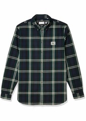 Lacoste Mens La Flannel 90's Spirit Woven Regular Fit Button Down Shirt  S