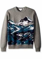 Lacoste Men's Long Sleeve Christmas Mountain Jacquard Wool Sweater Stone Chine/ACONIT-MERIDI