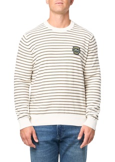 Lacoste Men's Long Sleeve Classic Fit Stripe Sweater Flour/Croissant-Black-Sin L