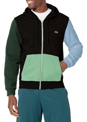 Lacoste Men's Long Sleeve Colorblock Mix Full Zip Hooded Sweatshirt Noir/VERT-Panorama-ASH