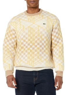 Lacoste Men's Long Sleeve Crew Neck Ombre Graphic Sweater Cookie/LAPONIE-Pistil