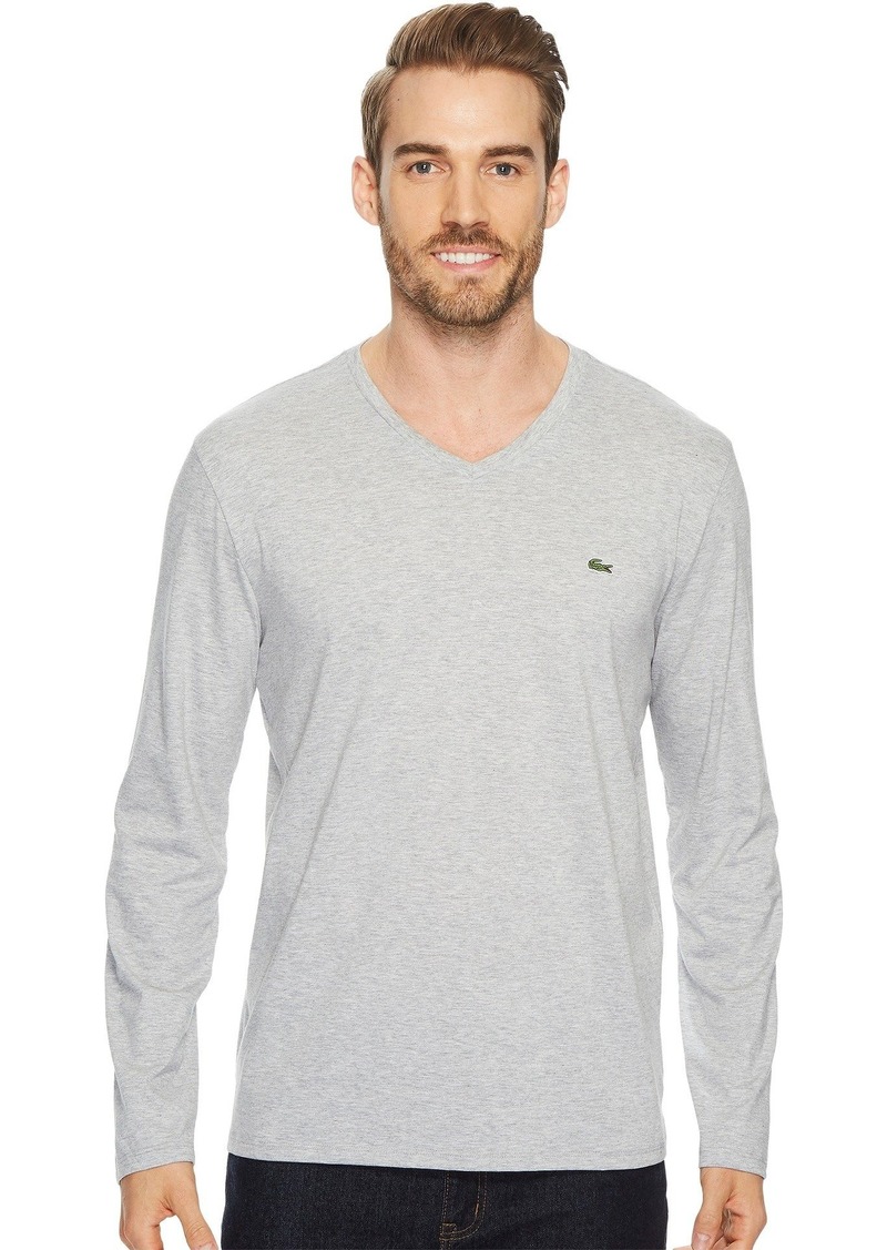 Lacoste mens Long Sleeve Jersey Pima V-neck T-shirt T Shirt   US