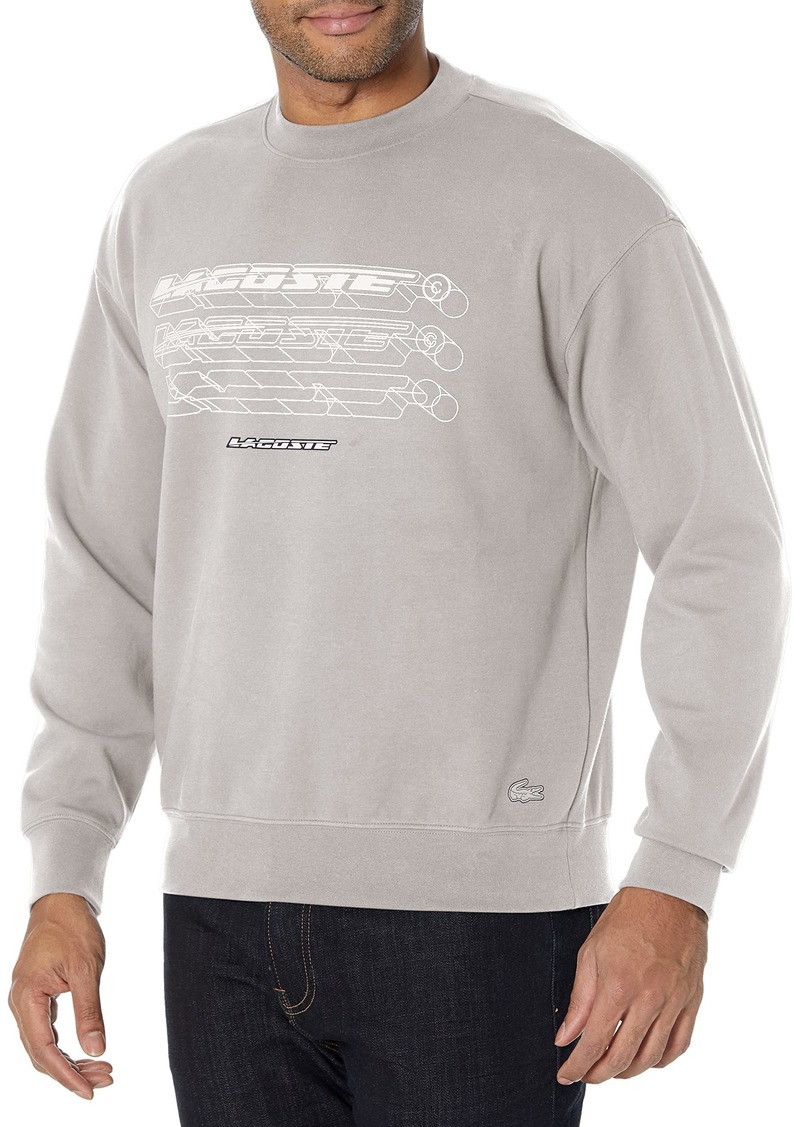 Lacoste Men's Long Sleeve Loose Fit Double Face Front Graphic Crewneck Sweatshirt SH5540-KZW-L