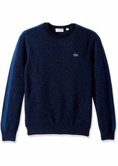 Lacoste Men's Long Sleeve Made in France Wool Sweater ENCRIER Mouline/Inkwell-N