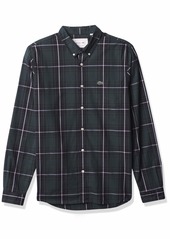 Lacoste Men's Long Sleeve Plaid Slim Fit Poplin Shirt
