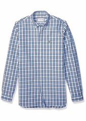 Lacoste Men's Long Sleeve Poplin Gingham Woven Slim Button Down Shirt Button Down Shirt