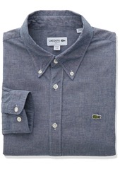 Lacoste Men's Long Sleeve Slim Fit Chambray Shirt DEEP Medium XL